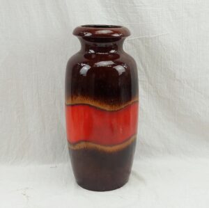 1970s German Scheurich Burnt Orange Fat Lava Vase