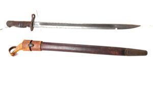 British (US Made), WW1, M1913 Sword Bayonet By Remington, Dated 1916, RE marked Original Scabbard & Frog, Unit Marked DHY (Denbighshire Hussars Yeomanry). VGC