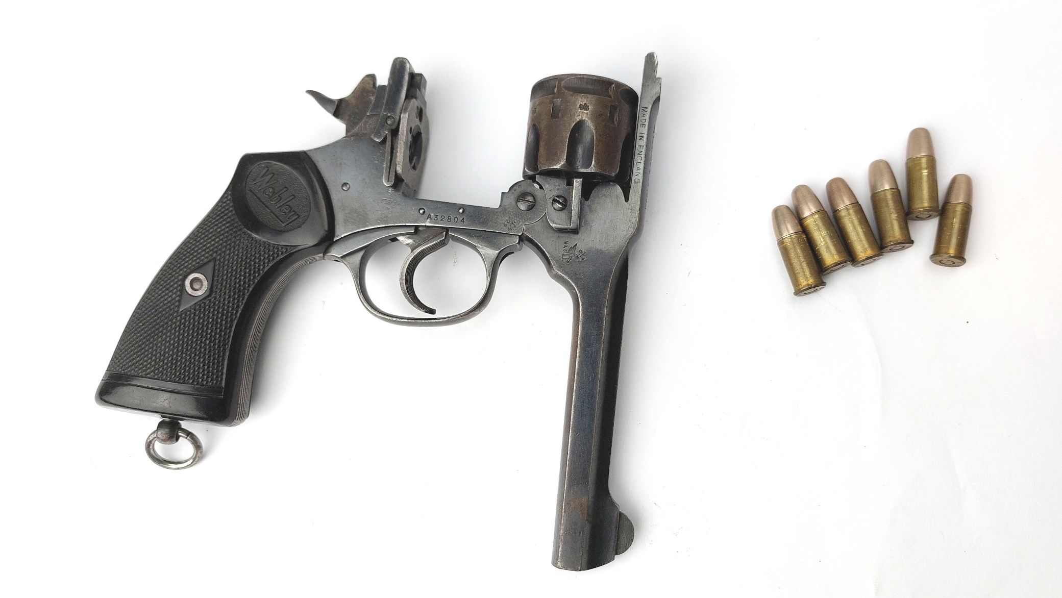 British, c.1949–1951 Webley & Scott Mark IV .38 Revolver, 5" Barrel, Matching Numbers A32804, Old Spec Deactivated with WWII Inert Cartridges - Image 3