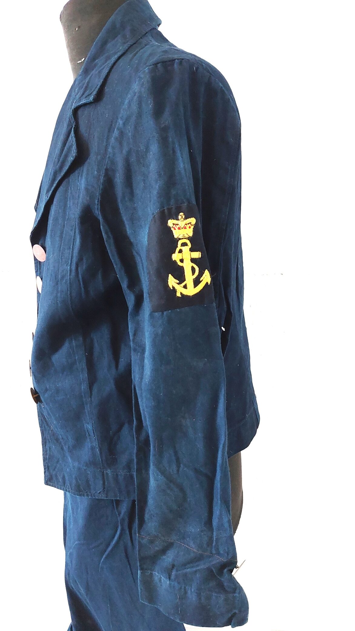 British, mid-20th Century, Royal Navy Rating’s Working / Training Dress Uniform, Queen’s Crown Period, Cotton Drill Jacket with Leading Rate Badge & Broadfall Bell-Bottom Trousers - Image 4