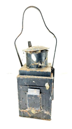 British, Late 19th-Early 20th Century, Railway Tail-Guard’s Oil Lamp with Red Bullseye Lens