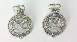 British, Post-1952, Staffordshire Yeomanry Queen’s Own Royal Regiment Staybrite Collar Badges Pair
