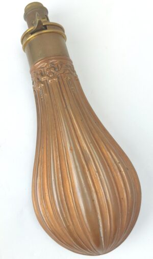 British, c.1845–1870, Victorian Copper Powder Flask with Sykes Patent Adjustable Charger