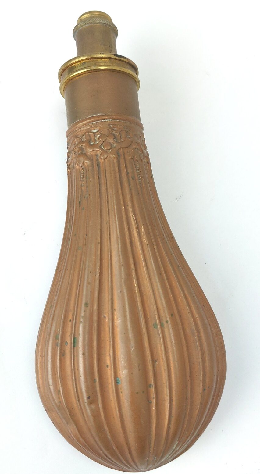 British, c.1845–1870, Victorian Copper Powder Flask with Sykes Patent Adjustable Charger - Image 2