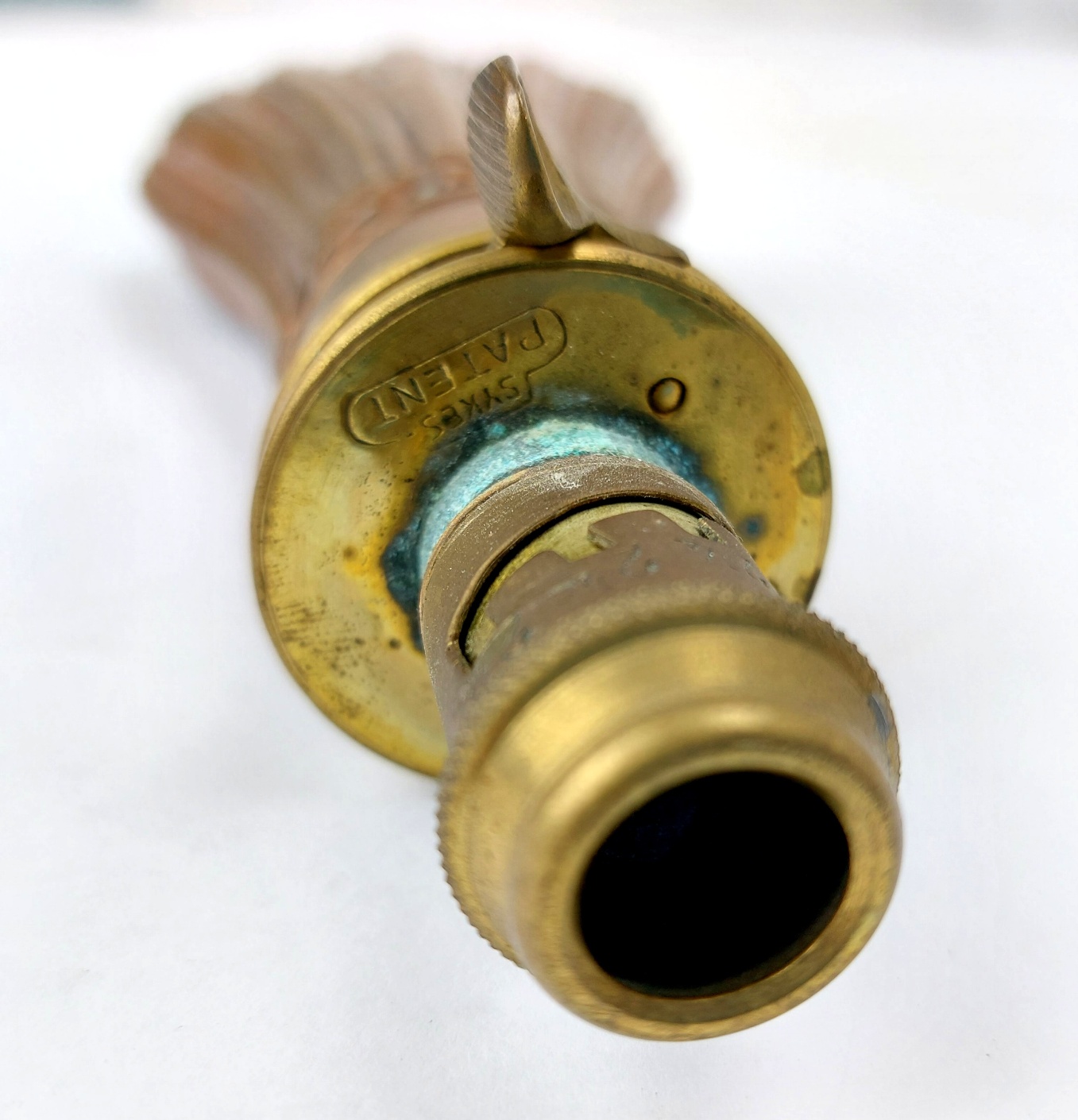 British, c.1845–1870, Victorian Copper Powder Flask with Sykes Patent Adjustable Charger - Image 7
