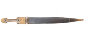 Caucasus (Dagestan / Kubachi), c.1850–1880, Kindjal (Kinjal) Dagger with Multi-Fullered Blade and Bladesmith’s Cartouche, Ornate Mounted Scabbard
