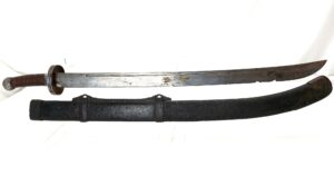 Chinese, Late Qing Dynasty, Military Dao Sword, Boxer Rebellion Period c.1890–1900, Iron Mounted, Original Scabbard