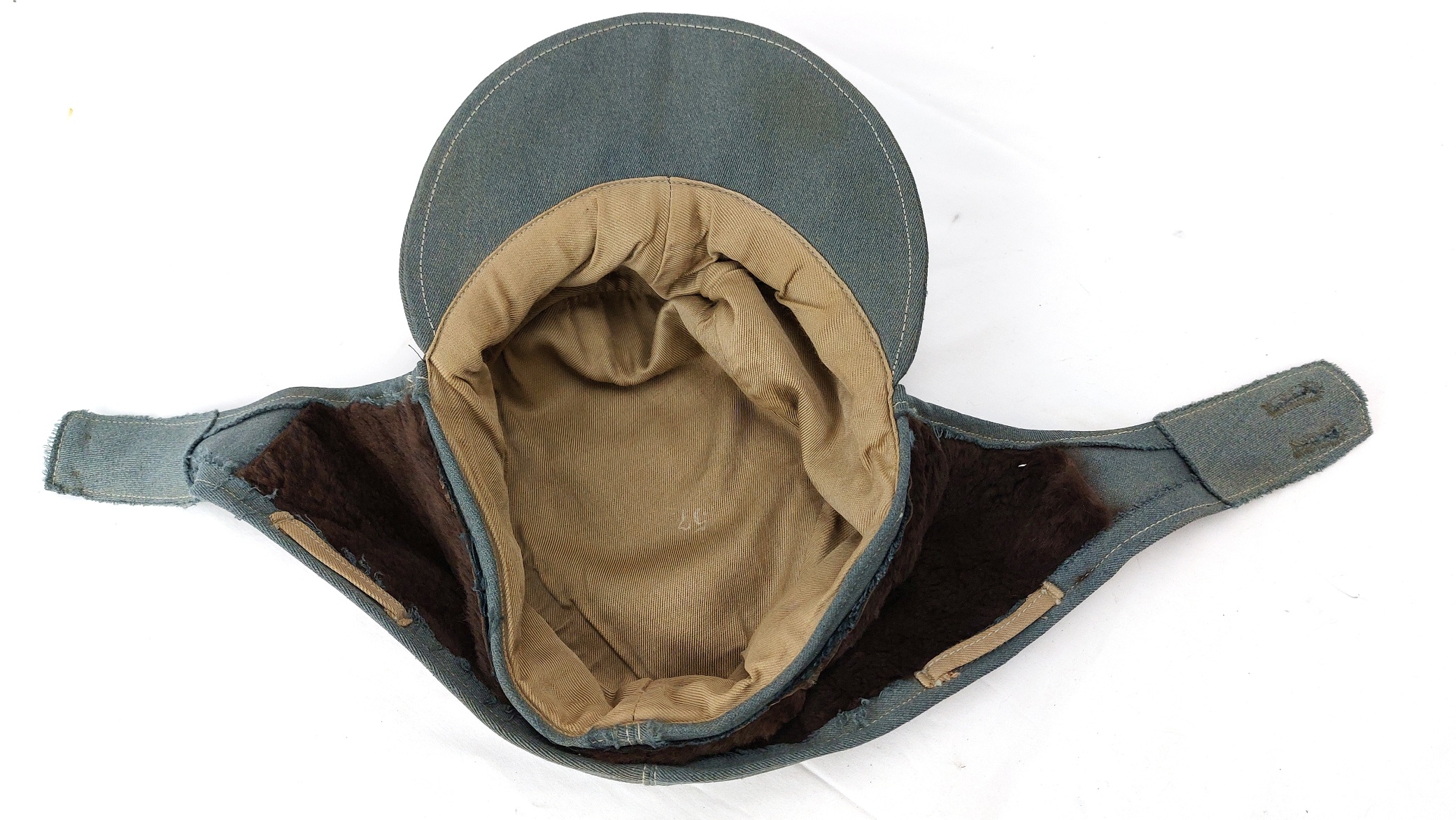 Germany, WWII, M43 “Feldmütze” Cold Weather Field Cap, Fur-Lined Neck Flaps, Size 57 - Image 12