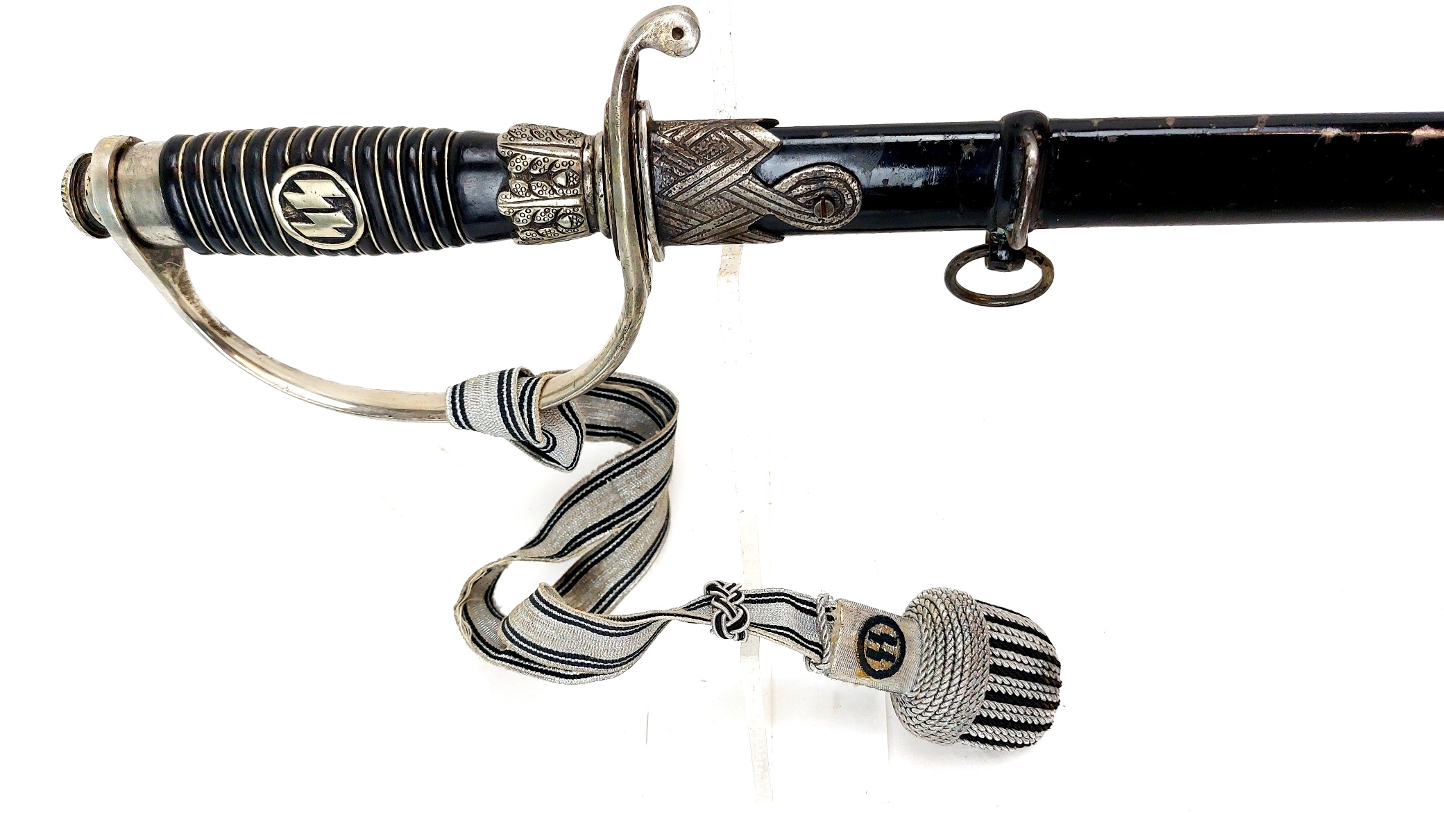 German, WW2, SS Officer’s Dress Sword (SS Degen) with Scabbard and Later Portepee - Image 2