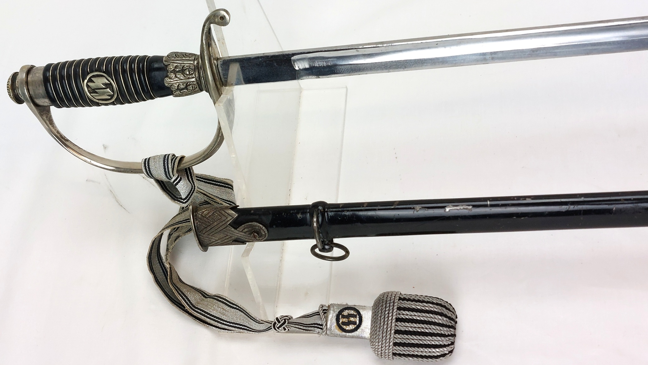 German, WW2, SS Officer’s Dress Sword (SS Degen) with Scabbard and Later Portepee - Image 4