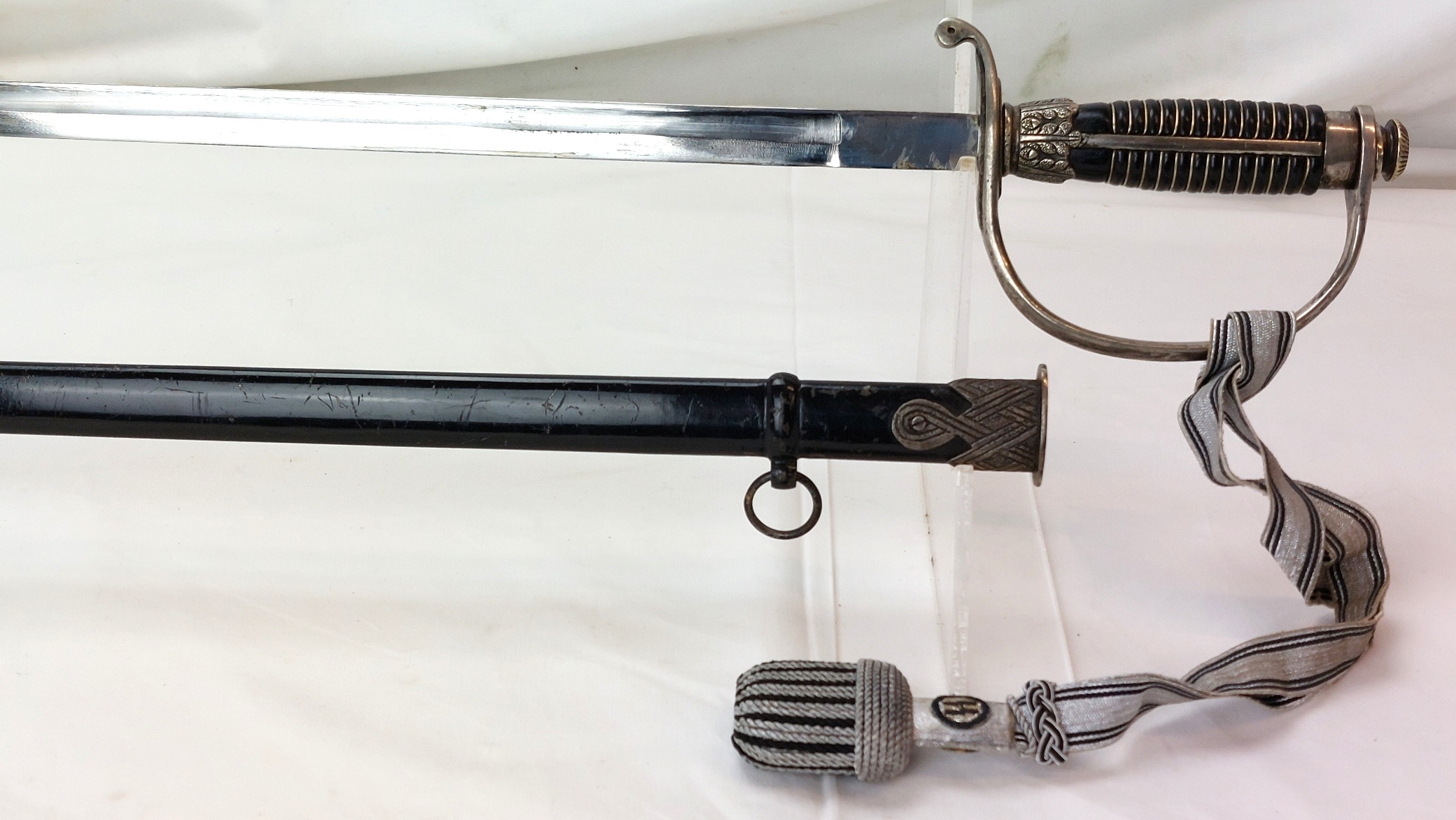 German, WW2, SS Officer’s Dress Sword (SS Degen) with Scabbard and Later Portepee - Image 8