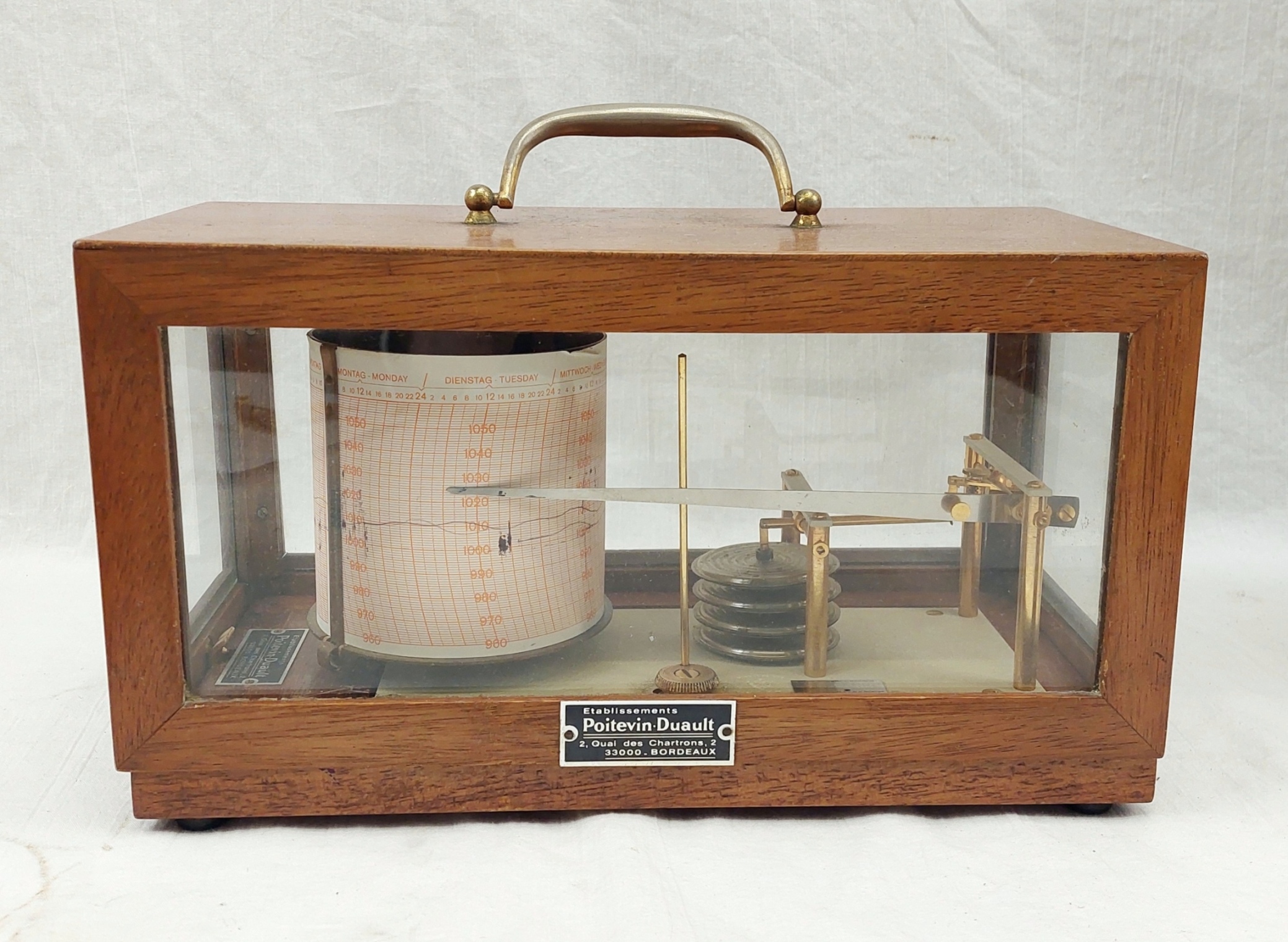 Vintage French Cased Barograph by Poitevin-Duault