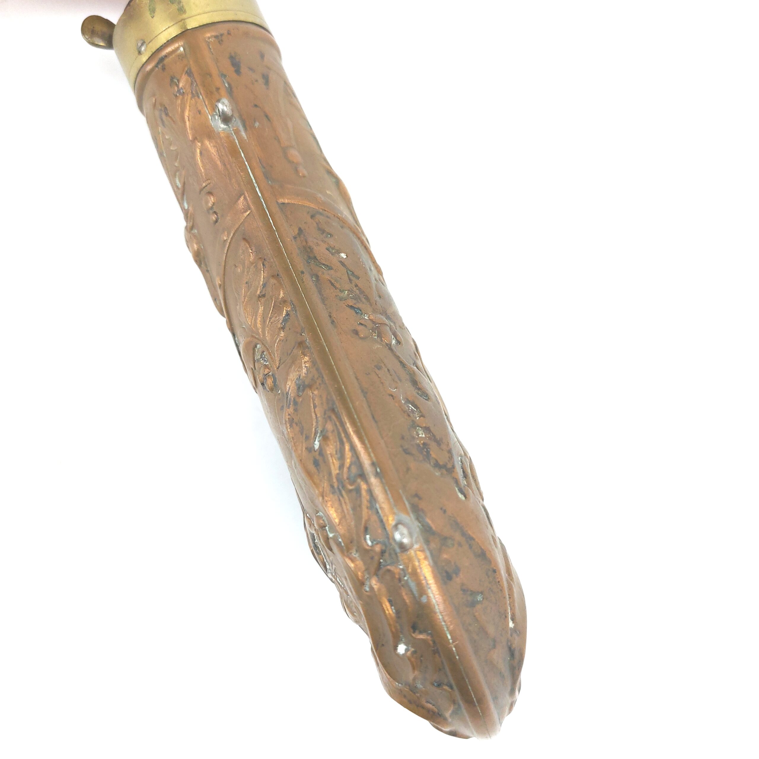 Late 19th Century, Embossed Copper Hunting Powder Flask with Mounted Huntsman, Stag Masks and Fox Mask Decoration - Image 6