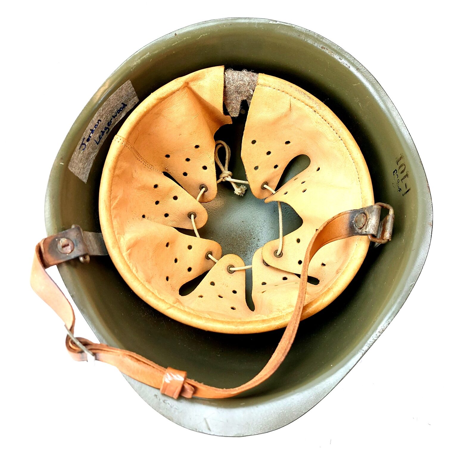 Czech / Polish, Cold War c1950-55, Vz.53 / Wz.50 Steel Combat Helmet, Original Chinstrap marked Size 59 with Inspection Marks - Image 6