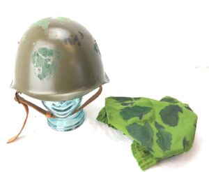 Czech / Polish, Cold War c.1950-55, Vz.53 / Wz.50 Steel Combat Helmet with Leather Liner Dated 1962 and Chinstrap, Size 56, with Camouflage Helmet Cover