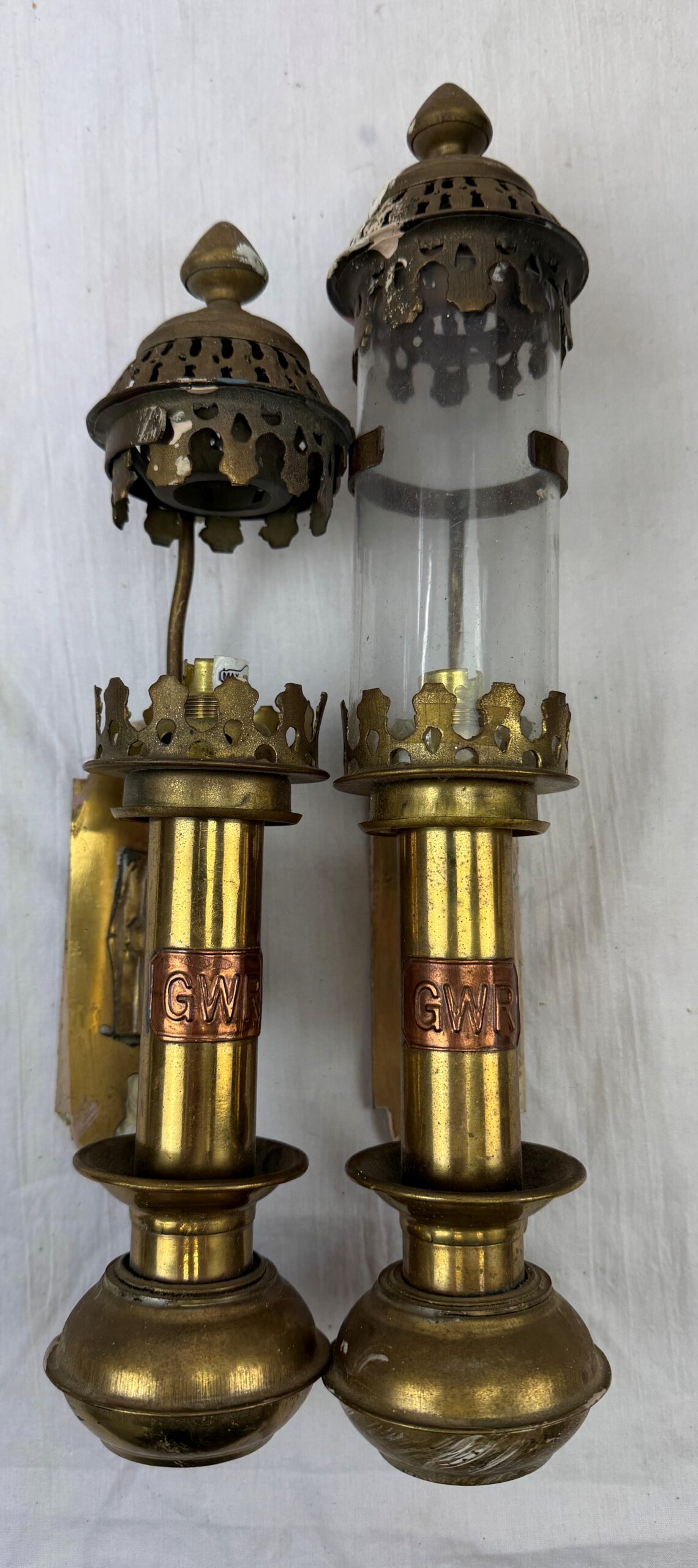 Pair Of Early 20th Century GWR Brass Carriage Wall Sconces - Image 10