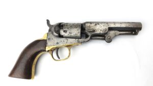 US, c.1869, Colt Model 1849 Pocket Revolver, .31 Calibre Percussion, 4-Inch Barrel, 5-Shot, Matching Numbers 321904, Stagecoach Cylinder Scene, Obsolete Calibre