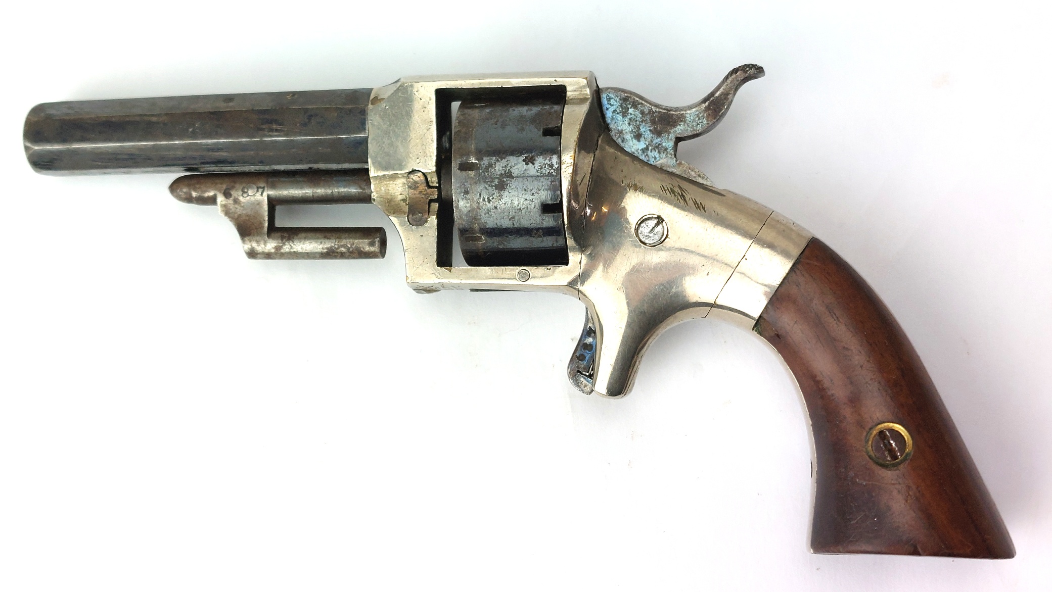 US, Civil War Era c.1863–1870, Lucius W. Pond Front-Loading 7-Shot Pocket Revolver, Deactivated, Serial No. 687 - Image 2