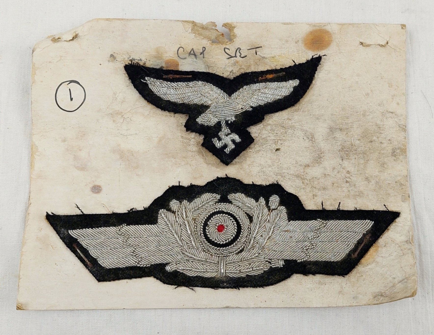 WW2 German Luftwaffe Officers Cloth And Bullion Cap Cockade And Insignia