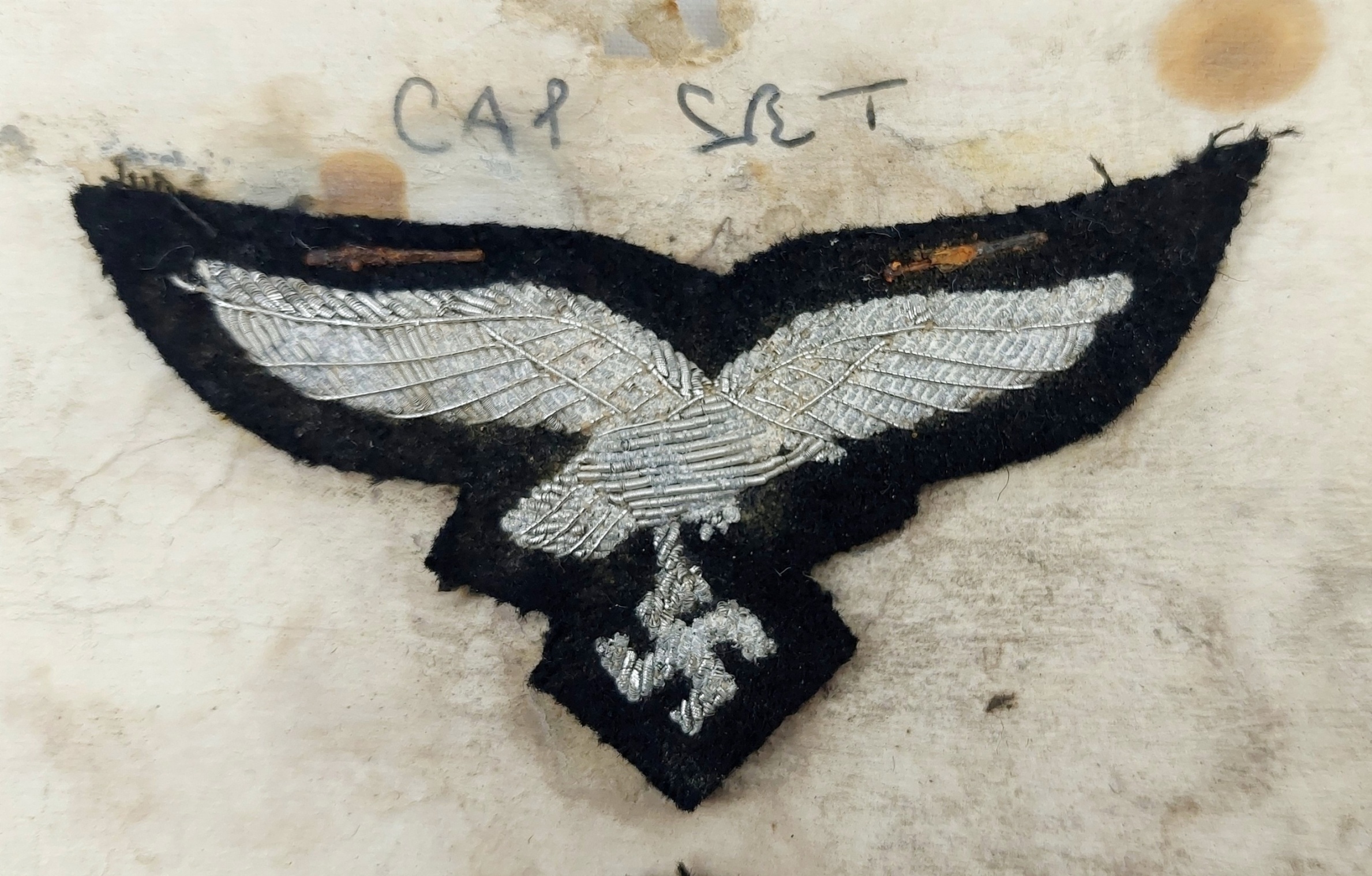 WW2 German Luftwaffe Officers Cloth And Bullion Cap Cockade And Insignia - Image 2