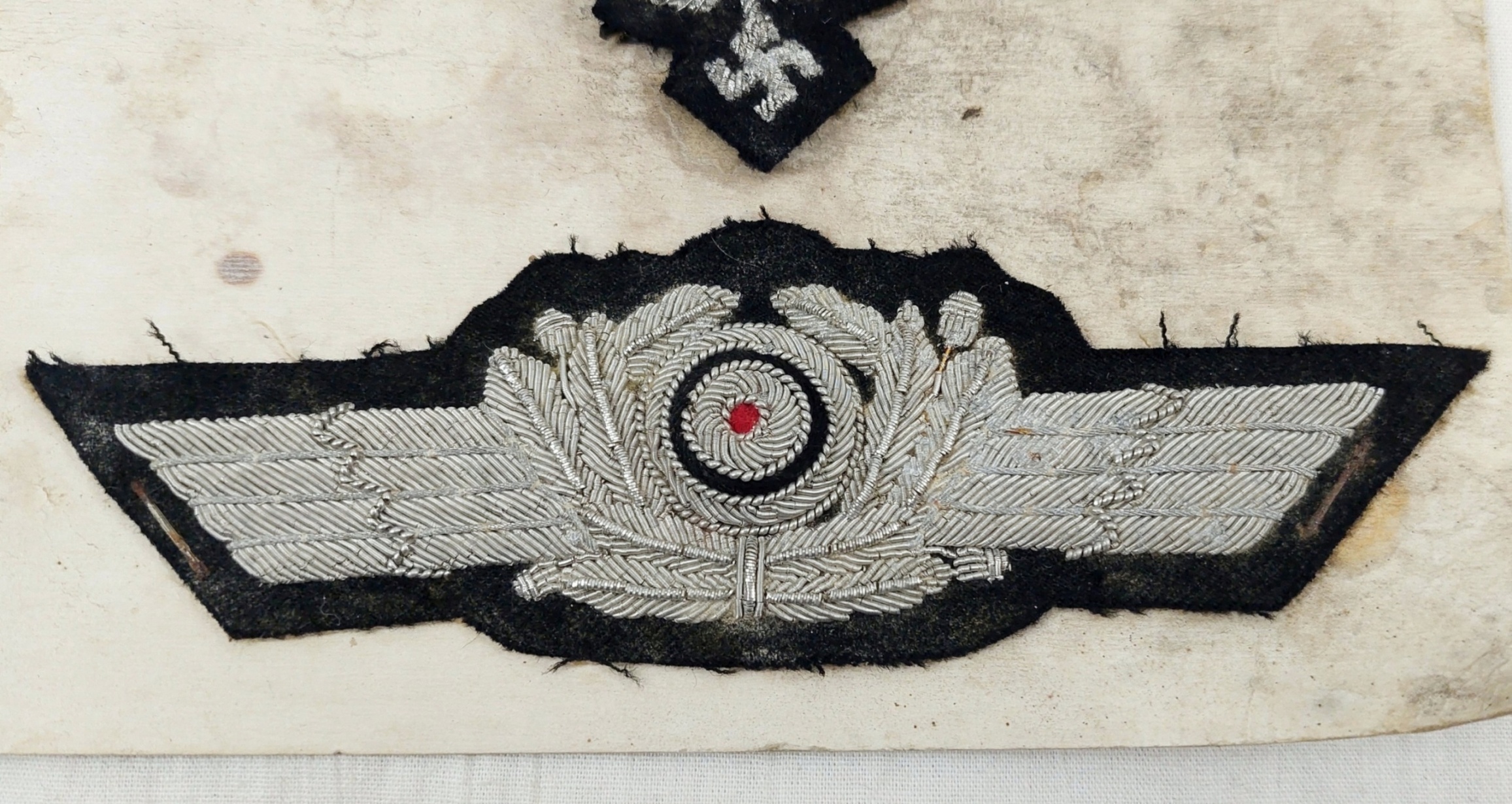 WW2 German Luftwaffe Officers Cloth And Bullion Cap Cockade And Insignia - Image 3
