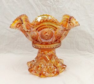 1920s Imperial Glass Co Marigold Carnival Glass Punch Bowl And Stand