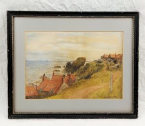 1930 Framed Watercolour Painting Of A Coastal Scene By Charles Edward Dixon