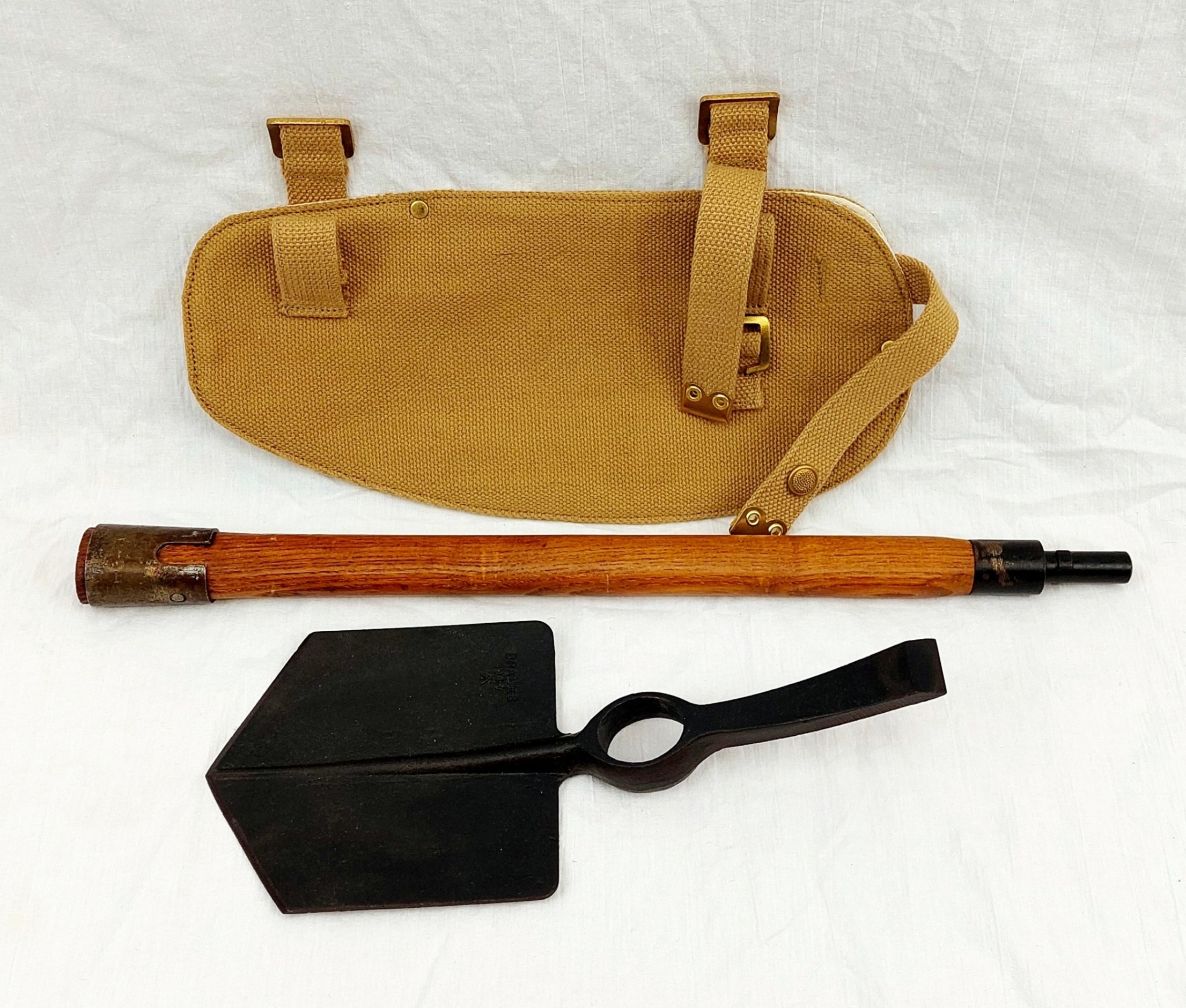 1944 Dated British Army Entrenching Tool With Repro Canvas Pouch