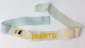 French Line (Compagnie Générale Transatlantique), c.1950s, Ocean Liner SS Liberté Cap Tally (Ruban de Bachi)