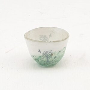 1950s Kosta Boda Hand Painted Wildlife Small Glass Bowl Signed K Engman