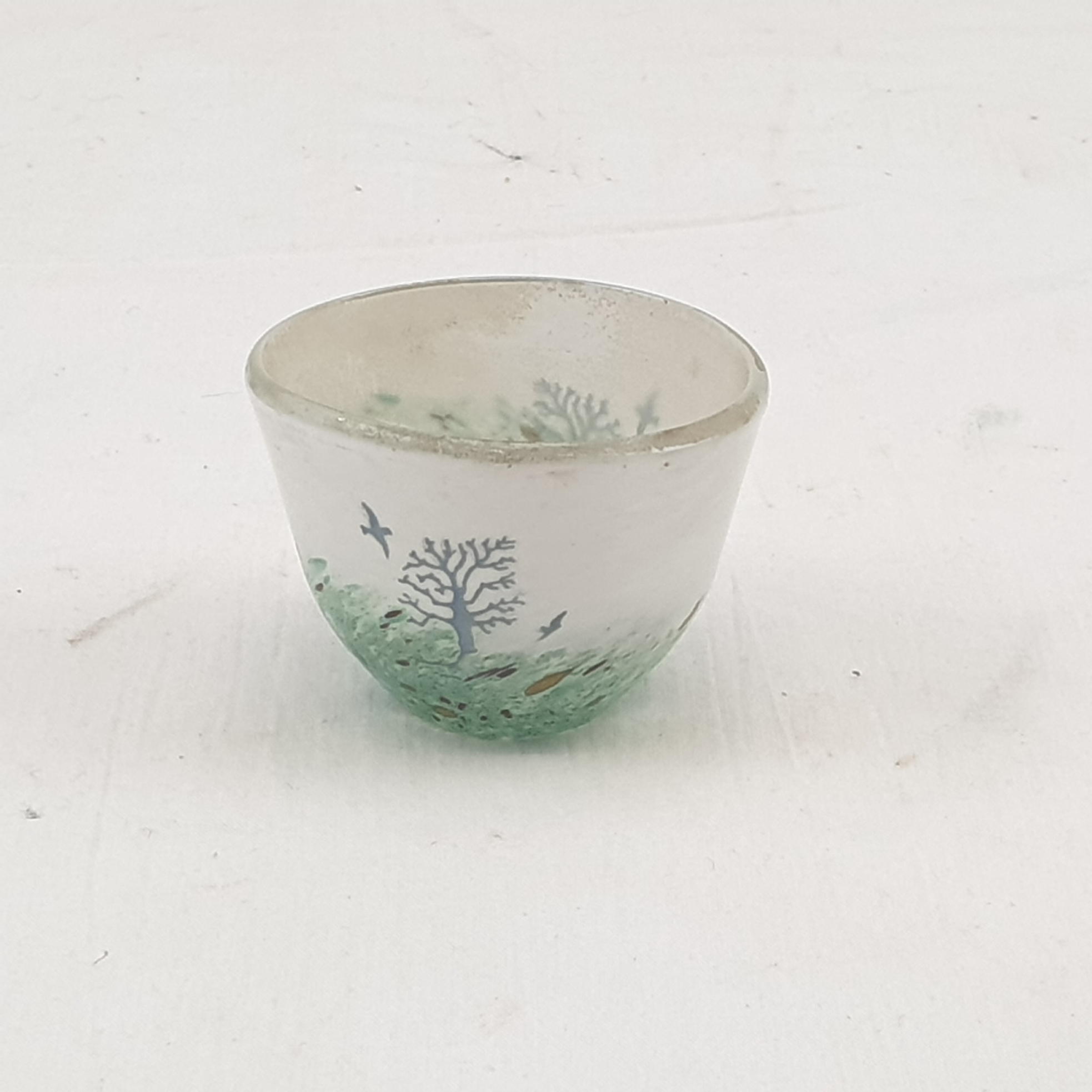 1950s Kosta Boda Hand Painted Wildlife Small Glass Bowl Signed K Engman - Image 3