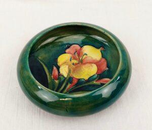 1950s Moorcroft Orchid Pattern Rimmed Dish Or Ash Tray