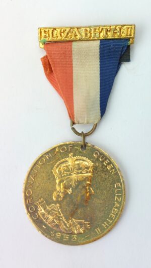 British, 1953, Queen Elizabeth II Coronation Commemorative Medal, Ribbon and “Elizabeth II” Bar