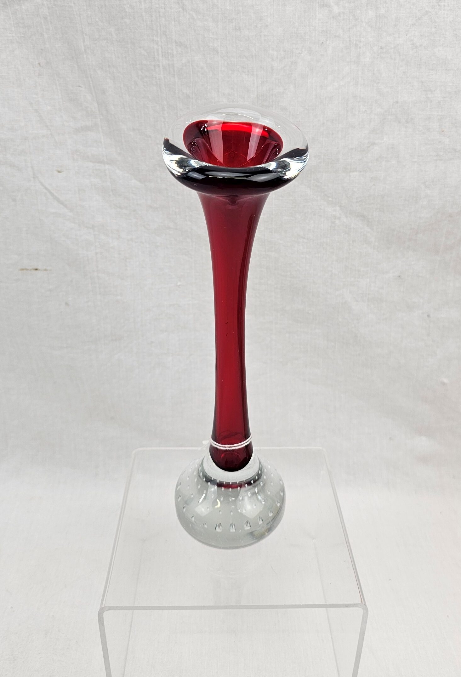 1960's Red Whitefriars Specimen Glass Vase #1