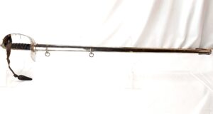 British, Late Victorian c. 1896, 1897 Pattern Infantry Officer’s Sword, VR Cypher, Henry Wilkinson Pall Mall London, Serial No. 34019, with Steel Service Scabbard and Sword Knot, Exceptional