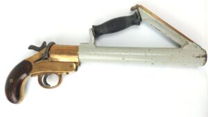 British, c.1930s–WW2, Schermuly SPRA Line-Throwing Pistol Rocket Apparatus, Brass Frame, Serial No. 4500, Deactivated