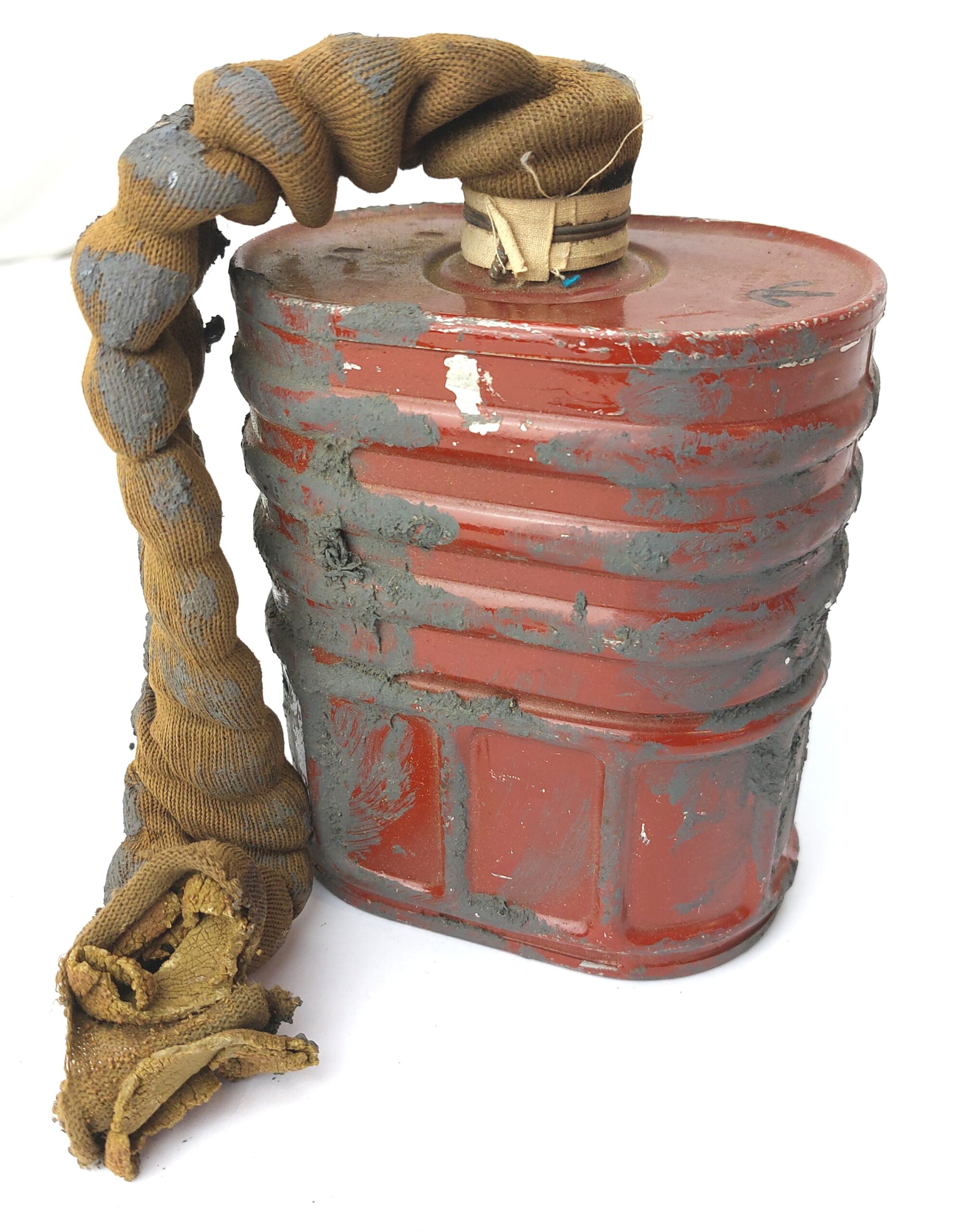 British, WWII - Dated April 1941, GSR Gas Mask Filter No.4A by Barringer Wallis & Manners, with Hose