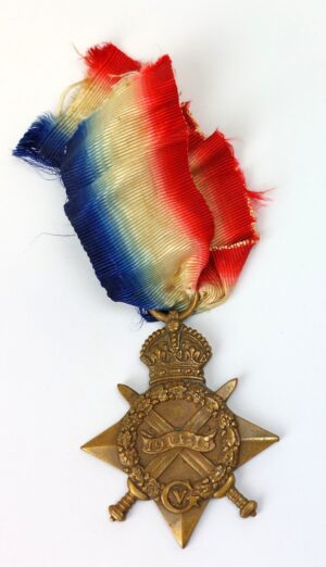 British, WW1, 1914–15 Star Medal, Named to K.17619 Stoker 1st Class Jesse W. Hall, Royal Navy, HMS Lucia
