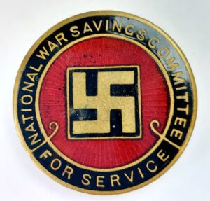 British, WW1, National War Savings Committee “For Service” Enamel Lapel Badge by Thomas Fattorini, Birmingham