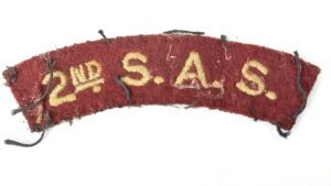 British, WW2 Era, 2nd Special Air Service (S.A.S.) Embroidered Shoulder Title – Rare Numbered Type