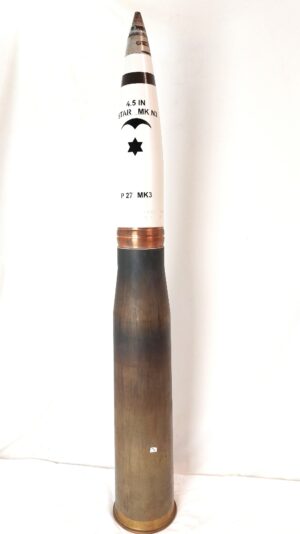 British Royal Navy, Dated 1991–1994, 4.5-Inch Naval Star (Illuminating) Round, STAR Mk N3, Complete Fixed Display Round with Brass Case by RLB, Inert