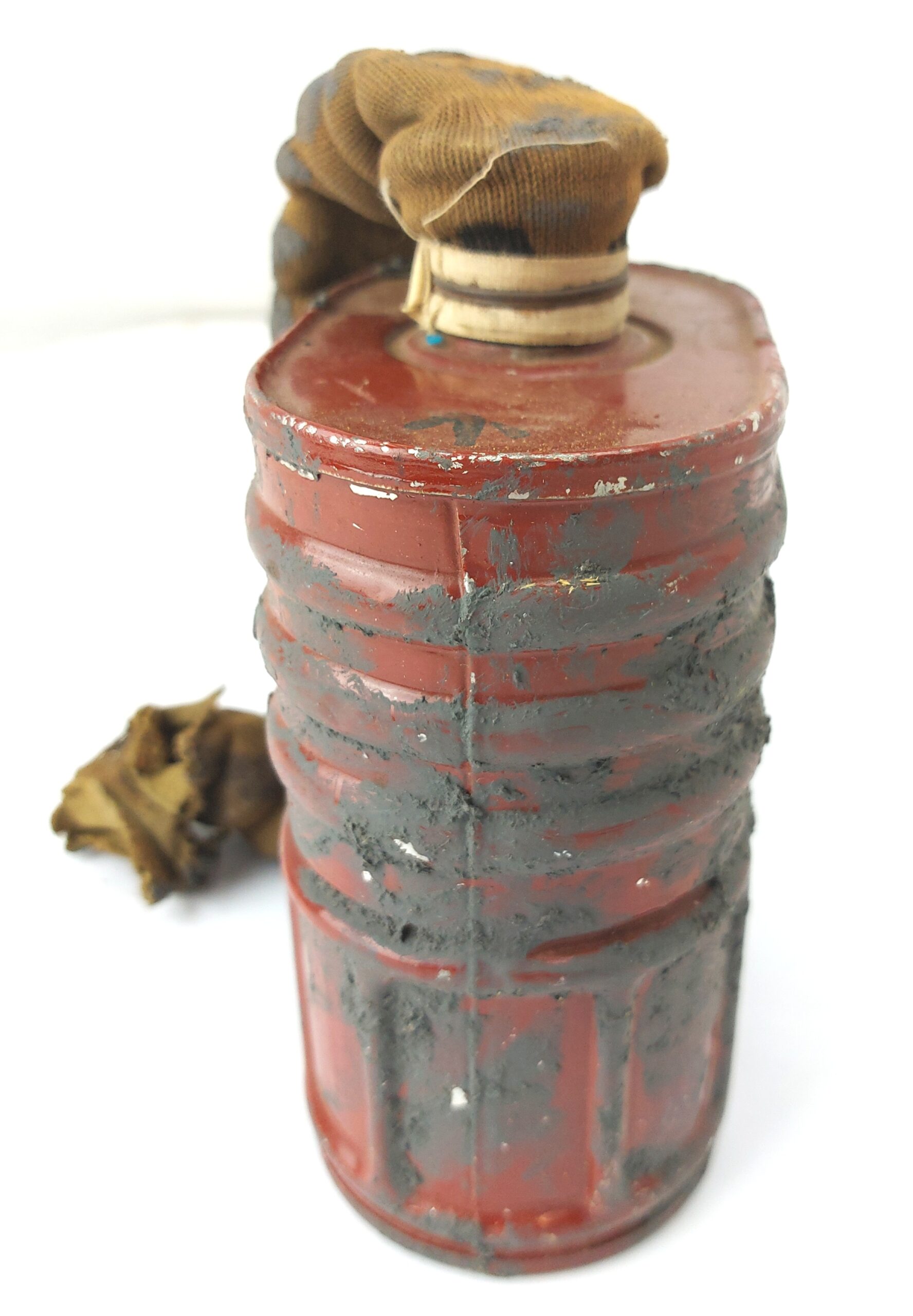 British, WWII - Dated April 1941, GSR Gas Mask Filter No.4A by Barringer Wallis & Manners, with Hose - Image 2