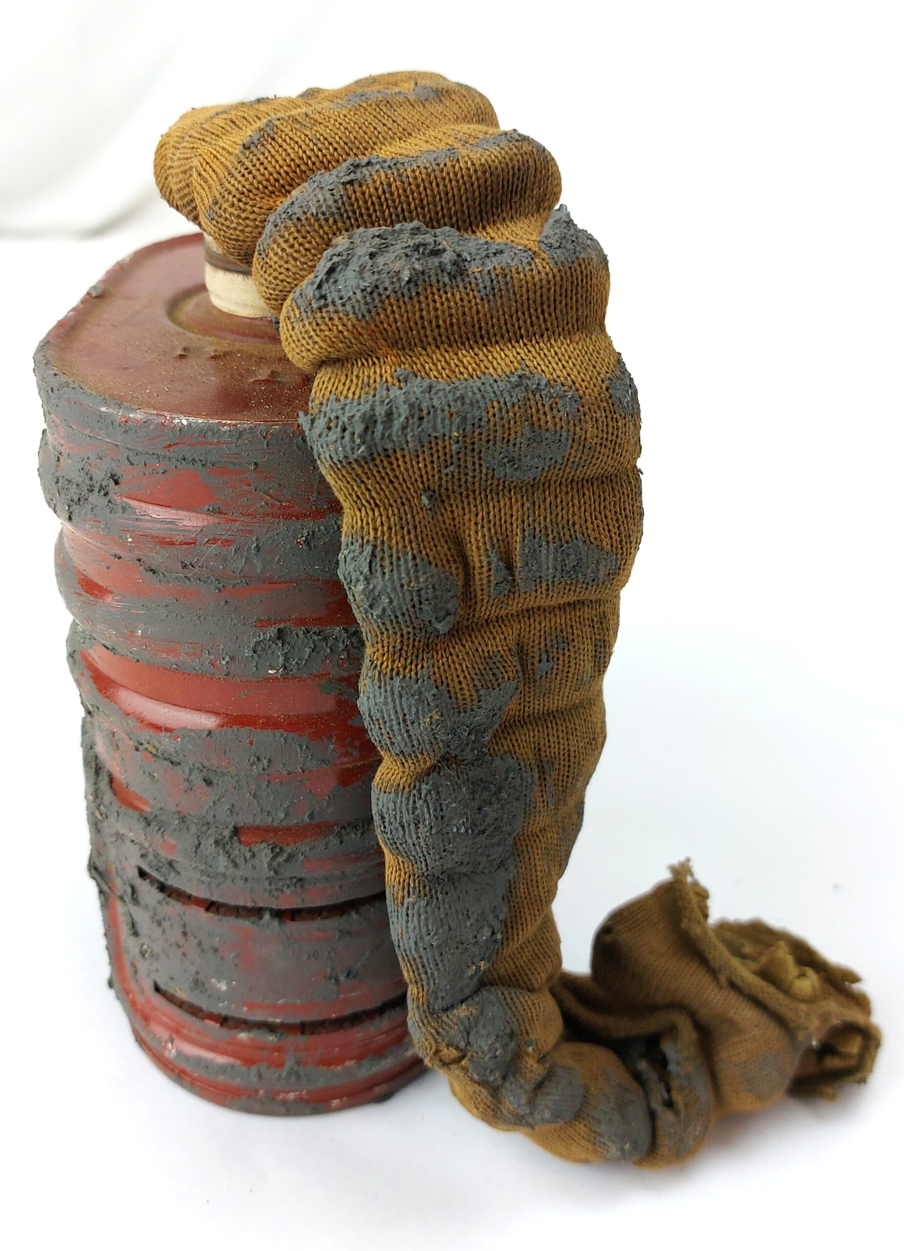 British, WWII - Dated April 1941, GSR Gas Mask Filter No.4A by Barringer Wallis & Manners, with Hose - Image 4