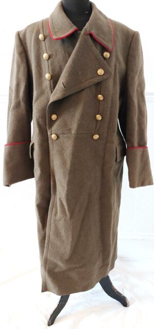 Bulgarian, Cold War Era, Bulgarian People’s Army (БНА) Officer’s Greatcoat - Shinel with Lion Buttons and Red Infantry Piping