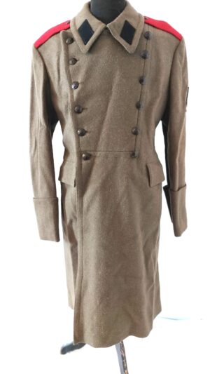 Bulgarian, Cold War Era - Dated 1977, Bulgarian People’s Army (БНА) Wool Service Greatcoat, Hristo Botev Factory Kalofer, Technical Branch Uniform Coat, Sleeve Patch