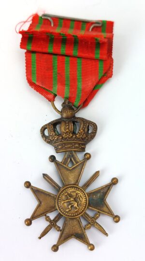 Belgian, WW1, Croix de Guerre, Bronze Medal with Original Ribbon