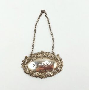Birmingham 1977 Sterling Silver Sherry Decanter Label