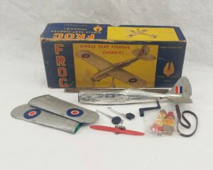 Boxed Frog 340FM Tinplate Rubber Band Powered Single Seat Fighter V