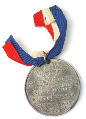 British, 1935, King George V Silver Jubilee Commemorative Medal, Red-White-Blue Ribbon