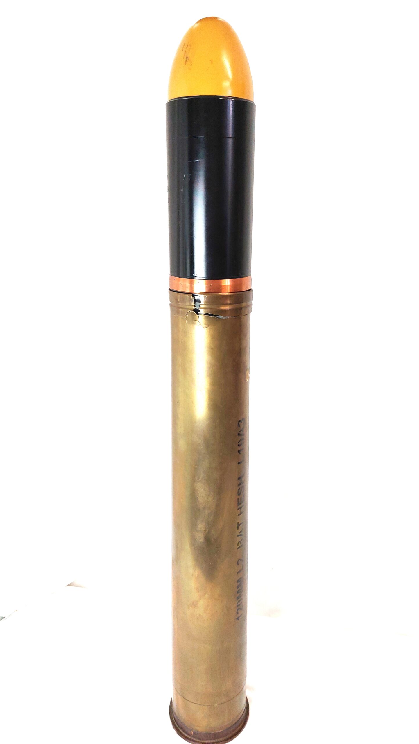 British Army, Cold War 1958–1981, 120mm WOMBAT BAT MOBAT HESH L19A3 Inert Shell & Brass Case